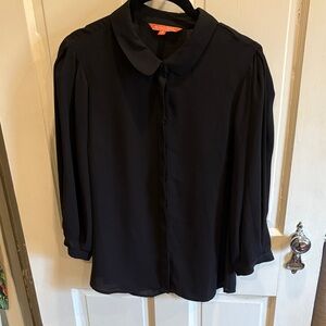 Modcloth Sheer Black Button-Up Blouse